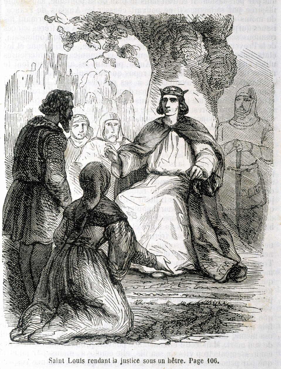 Saint Louis podávající spravedlnost pod bukem - v „Histoire de France“ od L.-P. Anquetil od French School