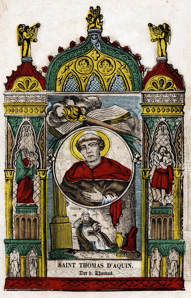 Svatý Tomáš Akvinský (1228 - 1274). Obrázek Epinal, první polovina 19. století od French School