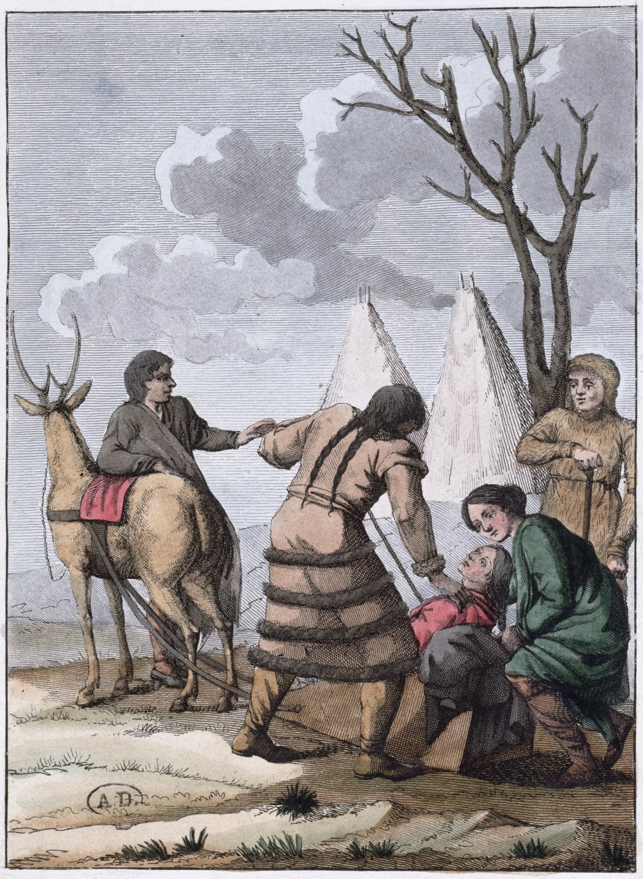 Samojedská svatba, 1811 ( barevná rytina) od French School