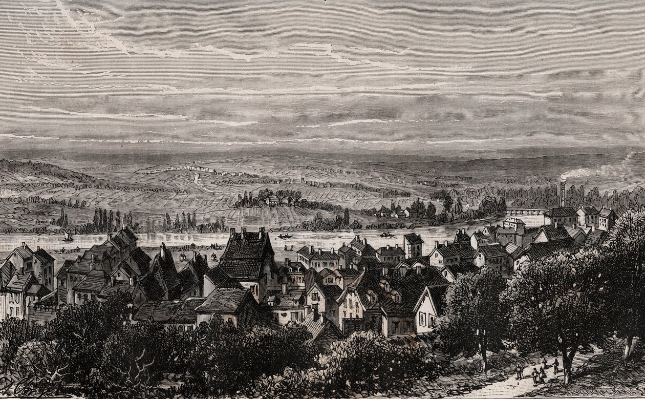Sarreguemines - Moselle - rytina v „La France illustrée: geografie, historie, statistická správa“ od V.A. Malt-Brown. 1884 od French School