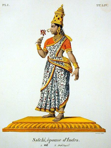 Satchi manželka Indra, rytina C. de Motte (1785-1836) (barva litho) od French School
