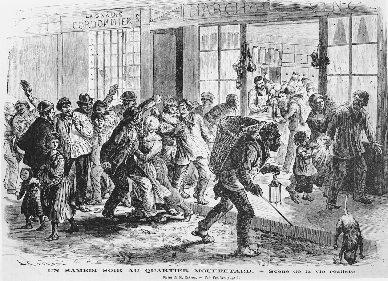 Sobotní večer v Mouffetard Quarter, c. 1860 od French School