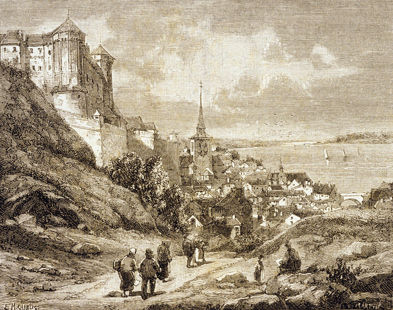 Saumur, Francie (rytina) od French School