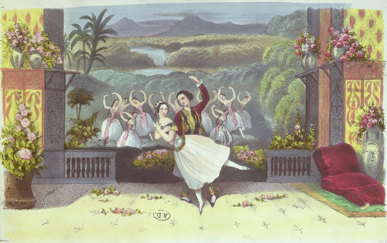 Scéna z La Peri Jean Coralli (1779-1854) a Theophile Gautier (1811-72) 1843 od French School
