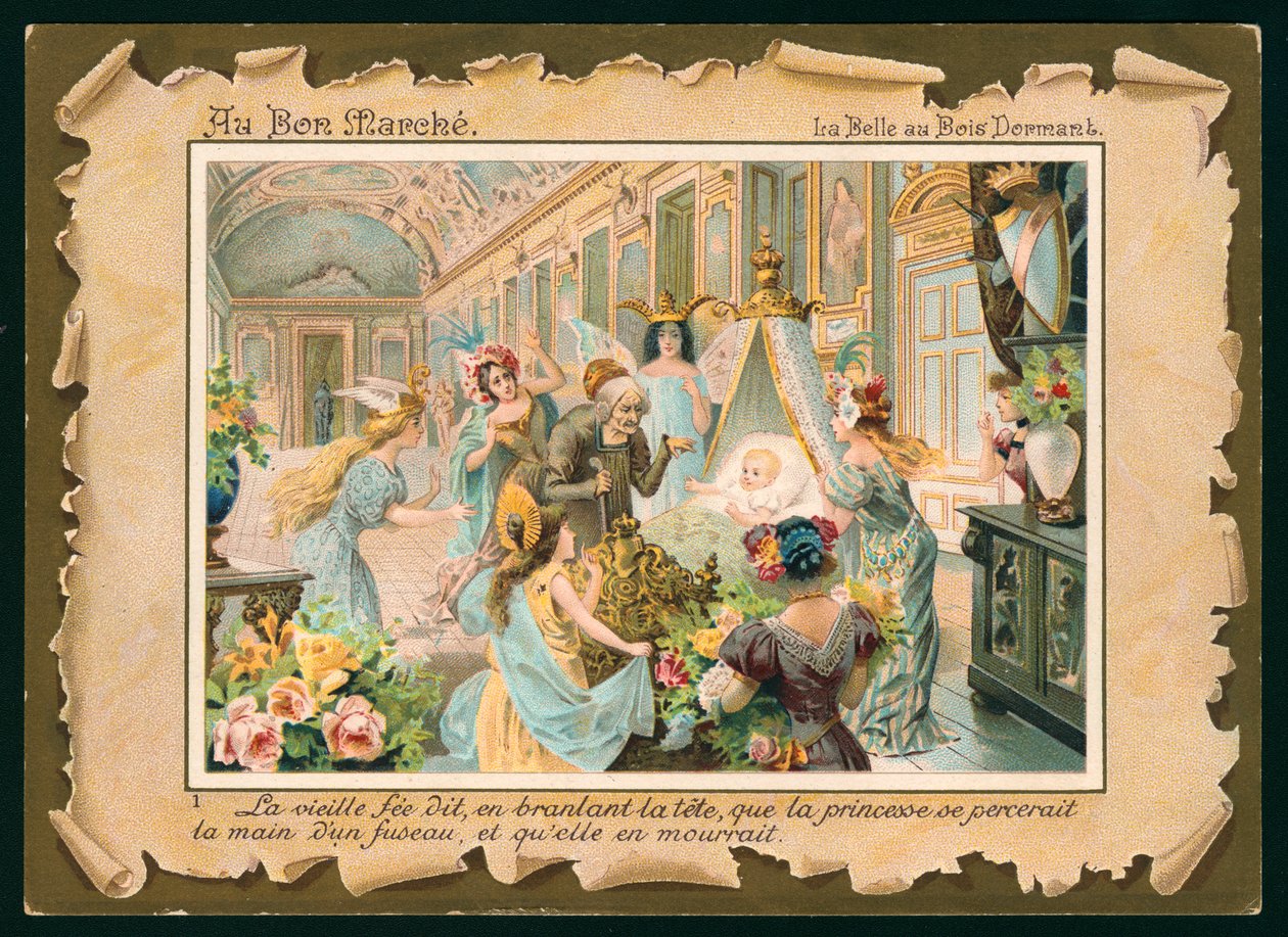 Scéna ze Šípkové Růženky (chromolit) od French School