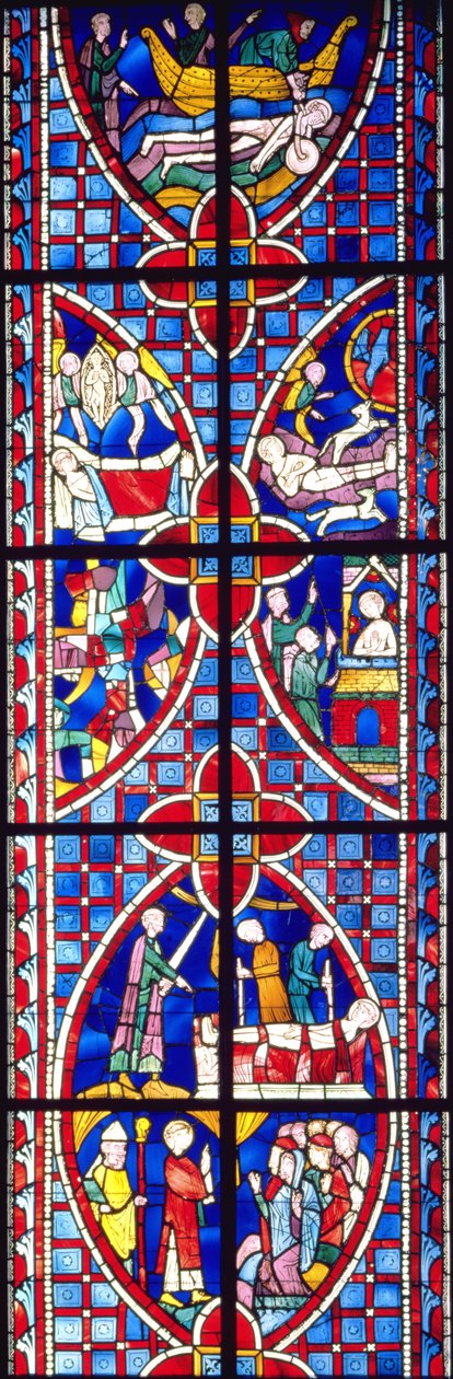 Scéna ze života sv. Vincenta, 1245-7 (vitráže a malované sklo) od French School