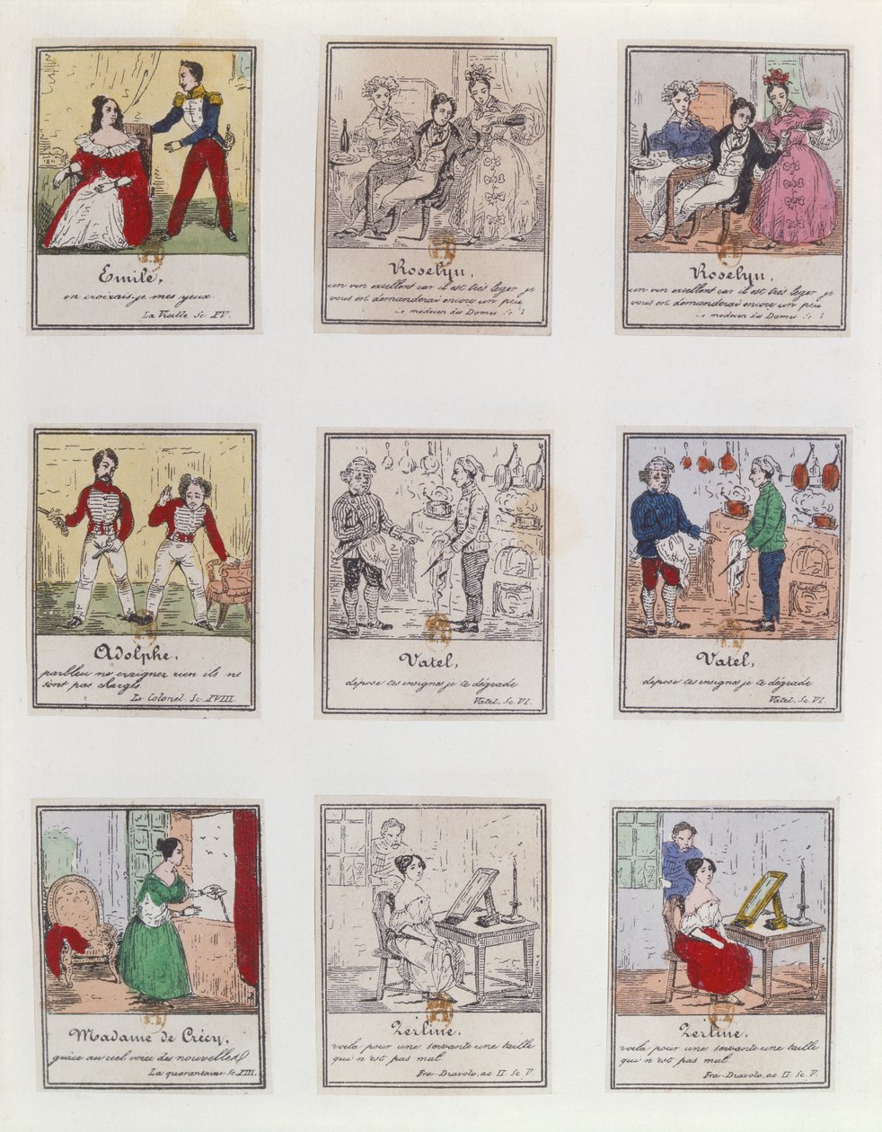 Scény z pařížského Vaudeville a Opera-Comique z počátku 19. století, c1825-35 od French School