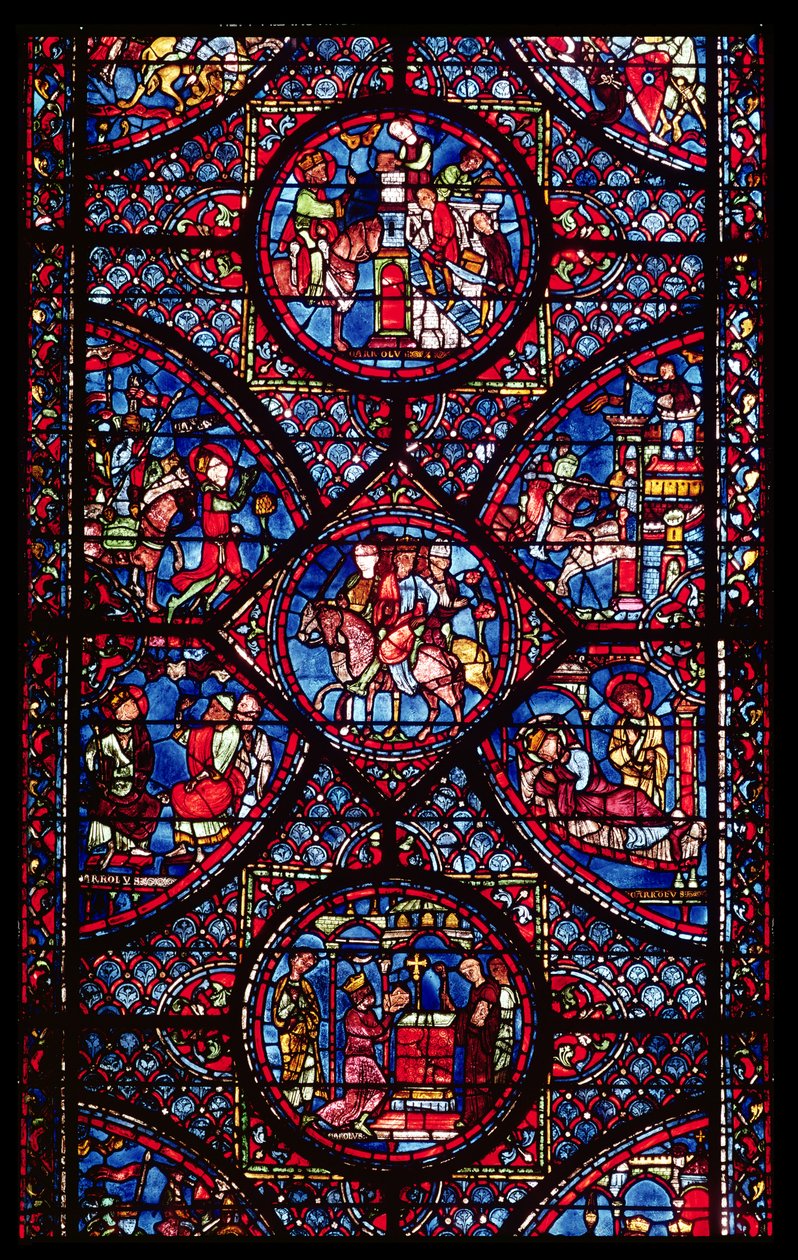 Scény ze života Karla Velikého (747-814) z ambulantní služby, kolem 1215-25 od French School