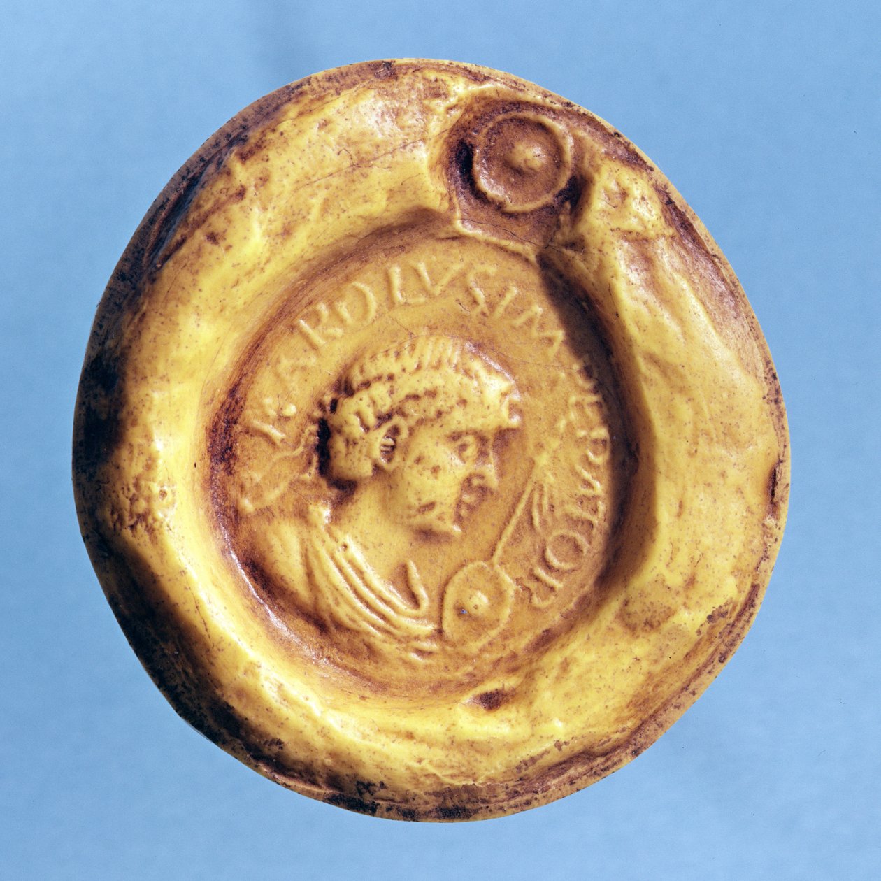 Pečeť Karla III. (839-888) Tlustého, krále Francie a císaře Svaté říše římské, 9. století od French School