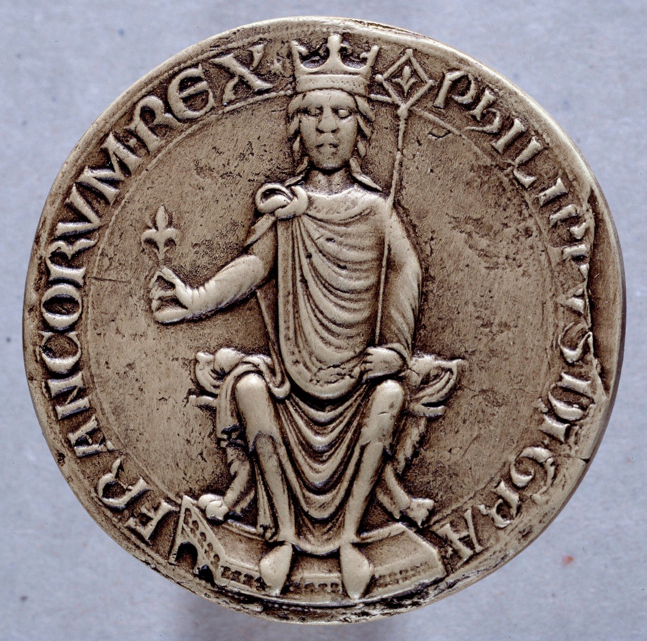 Pečeť krále Filipa II. dit Philippe Augustus (1165-1223) Paříž 13. století, Archives Nationales od French School