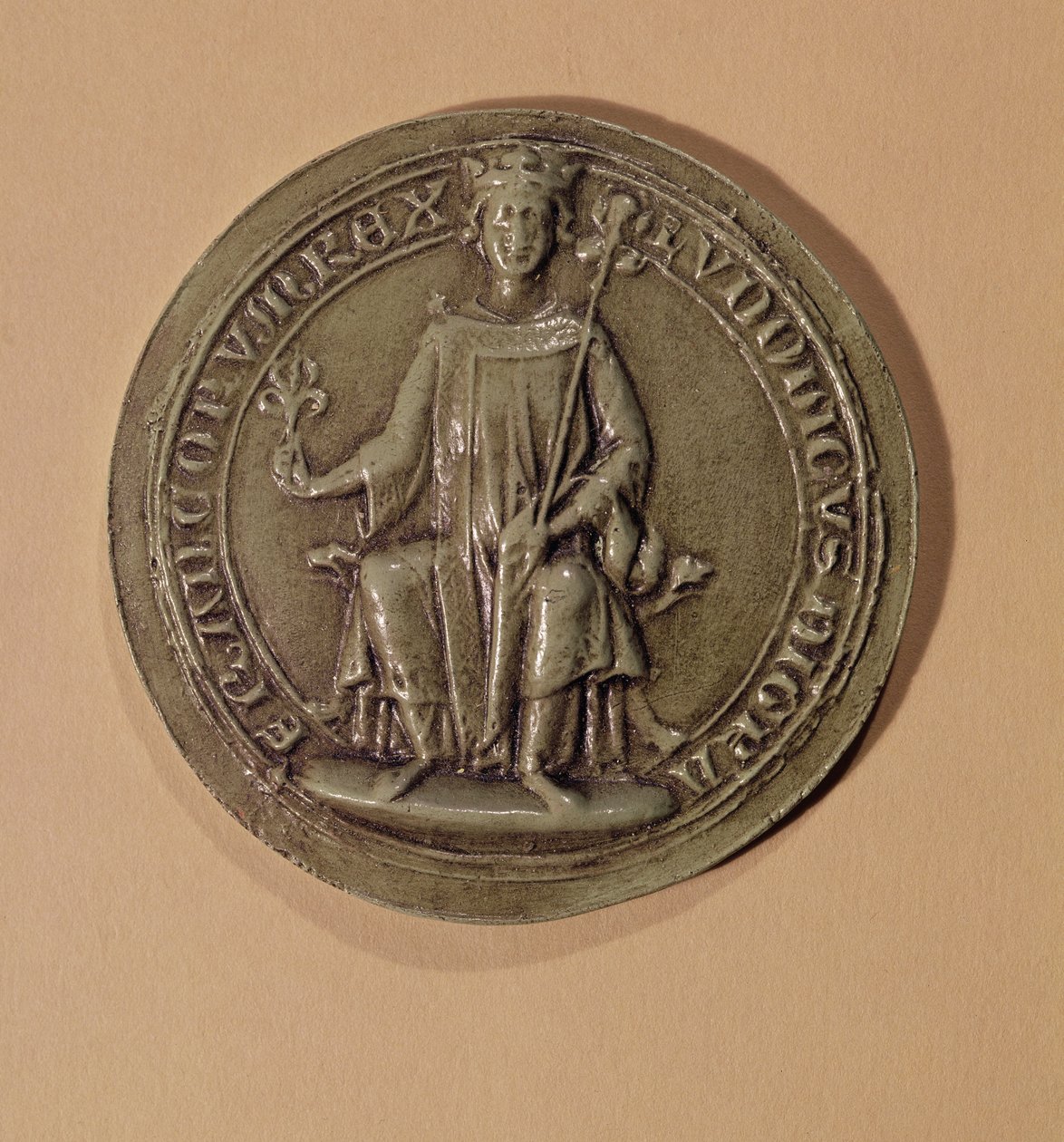 Pečeť Ludvíka IX. (1214-70) držící žezlo a fleur de lys, kolem roku 1252 od French School