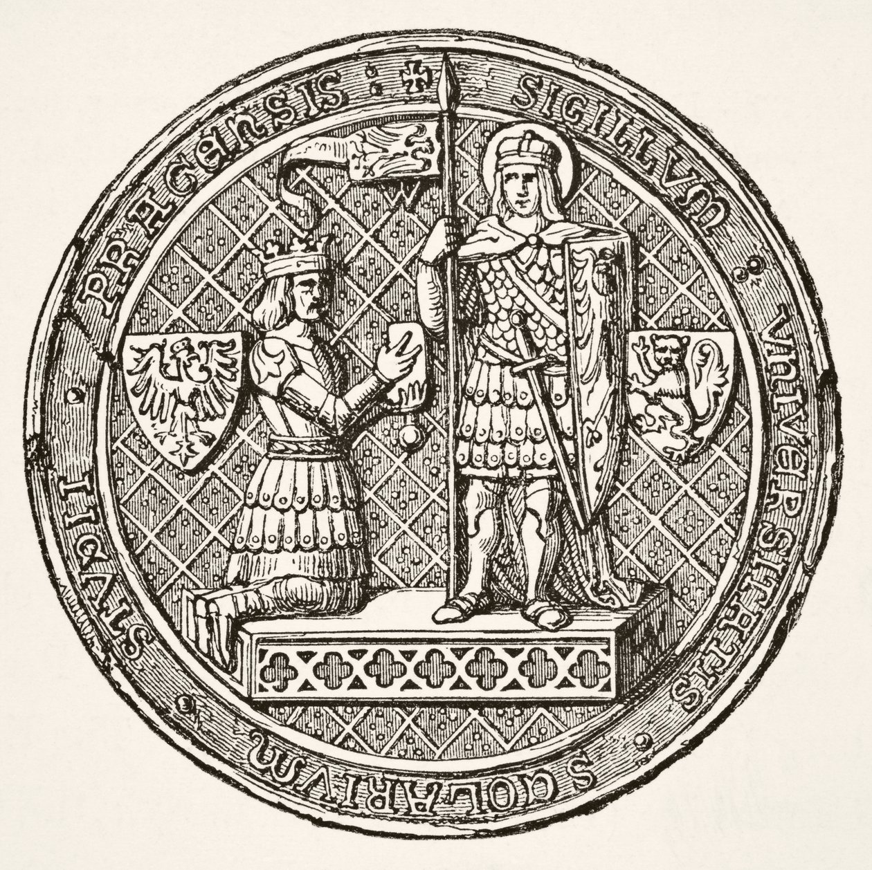 Pečeť pražské univerzity, z vědy a literatury ve středověku od Paula Lacroix pub. Londýn 1878 od French School