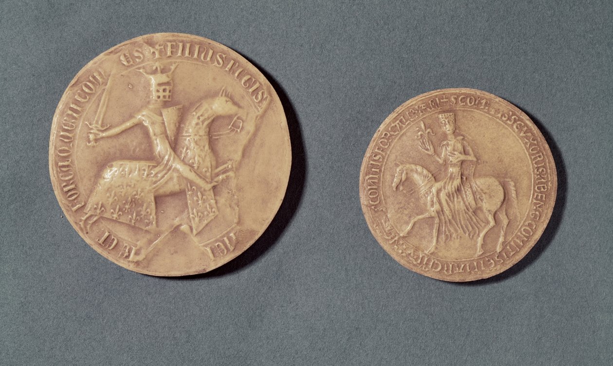 Pečeti Karla I. (1226-85) z Anjou a Beatrice († 1267) z Provence (vosk) od French School