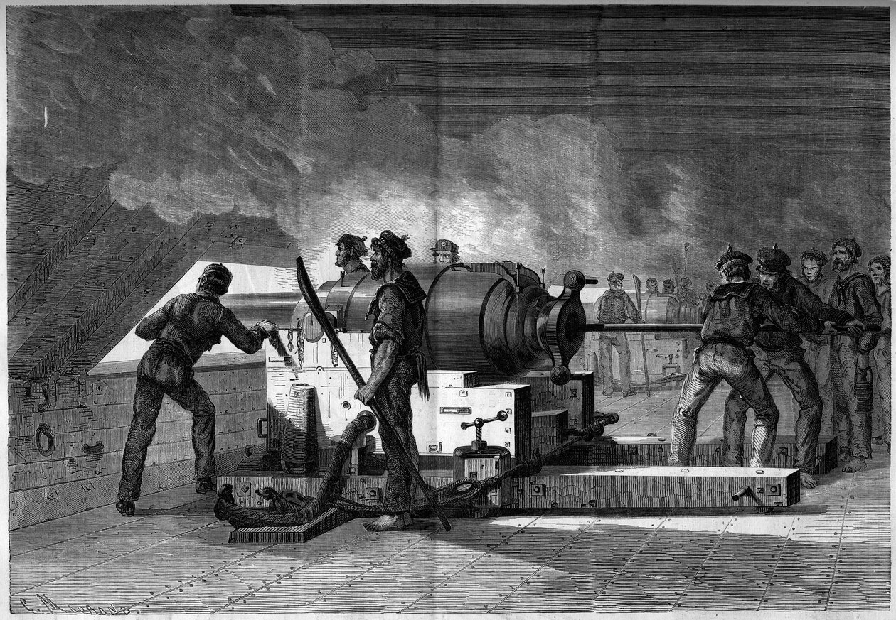 Secesní válka (1861–1865) nebo Americká občanská válka – námořní bitva u Hampton Roads (Virginia) – 8.–9. od French School