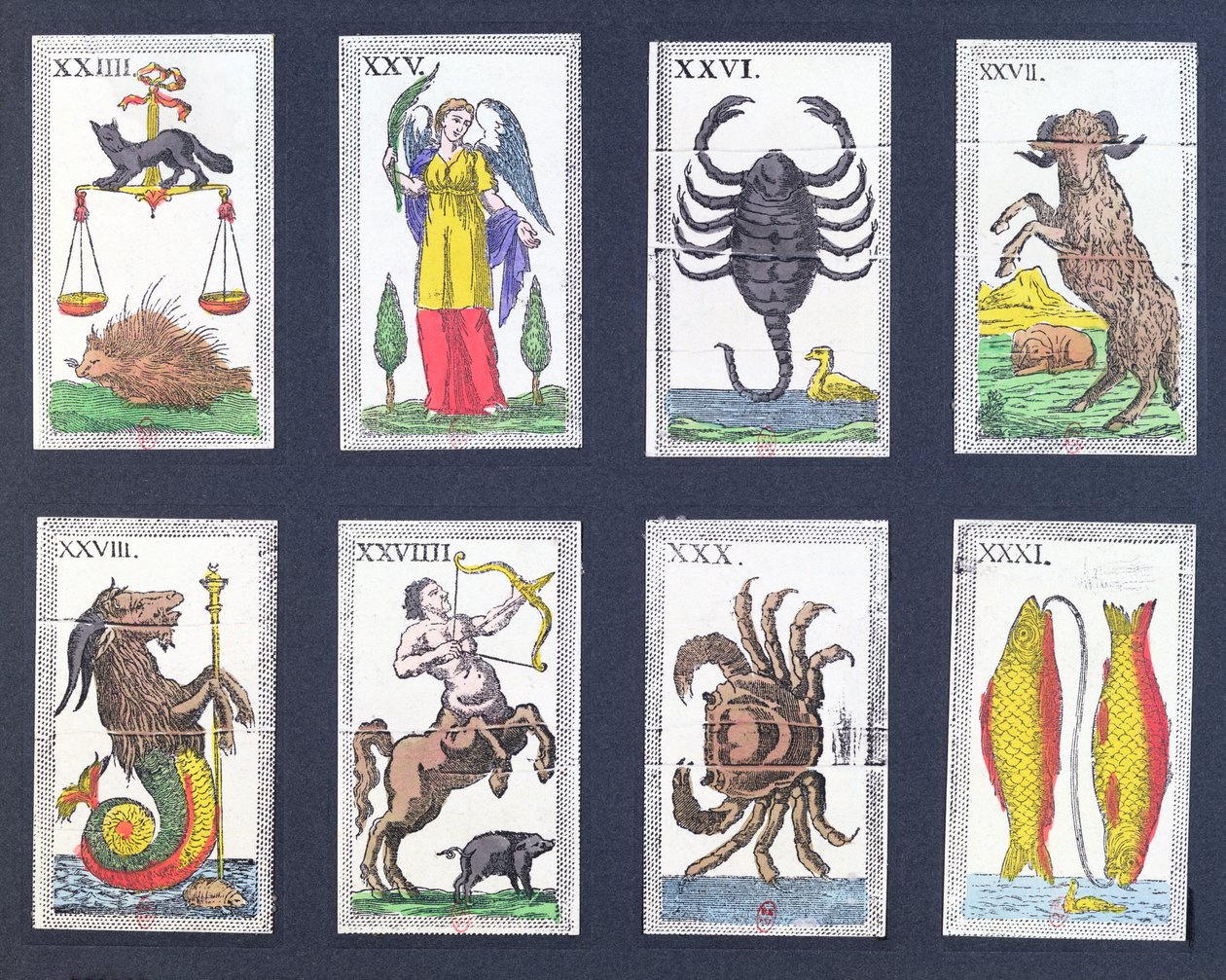 Výběr astrologických tarotových karet od French School