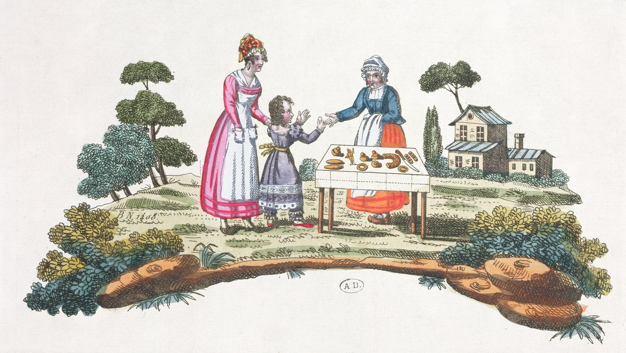 Prodejce Pain dEpices, design pro ventilátor, c.1820-30 od French School