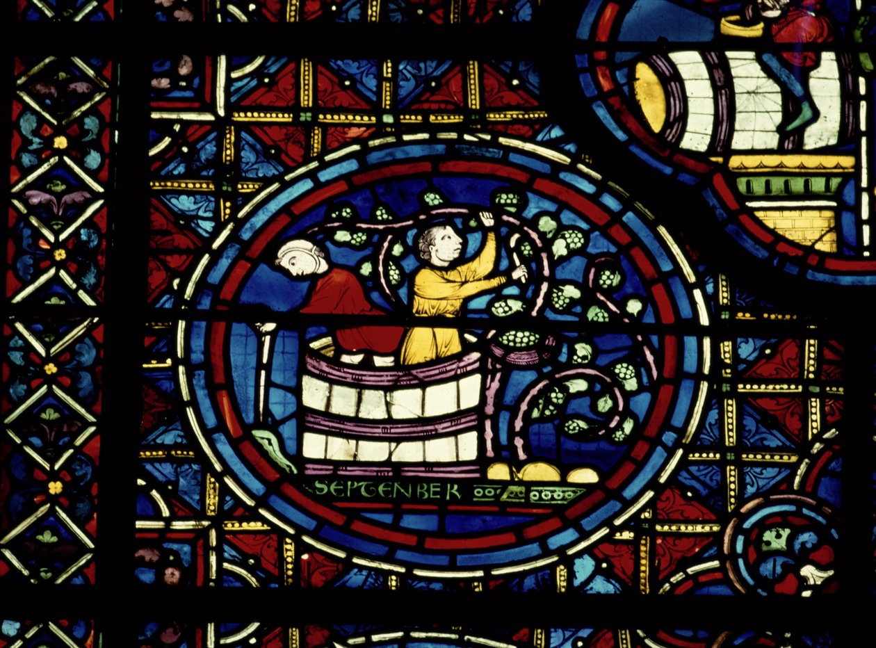 září, ze Zodiac Window, 13. století od French School