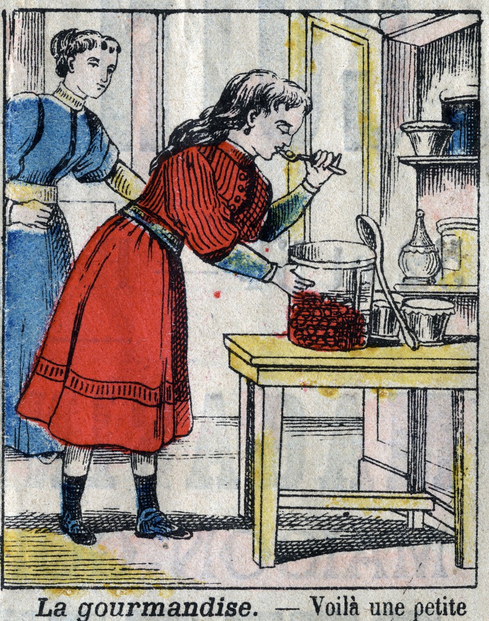 Sedm smrtícího rybolovu: Gourmandise. Epinal imaging koncem 19. století. (I sette peccati o vizi capitali) od French School