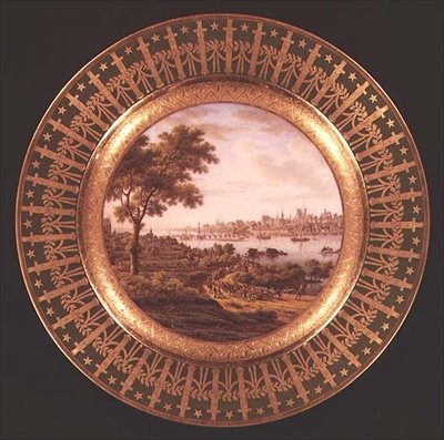 Talíř Sevres zdobený výhledem na Varšavu (porcelán) od French School