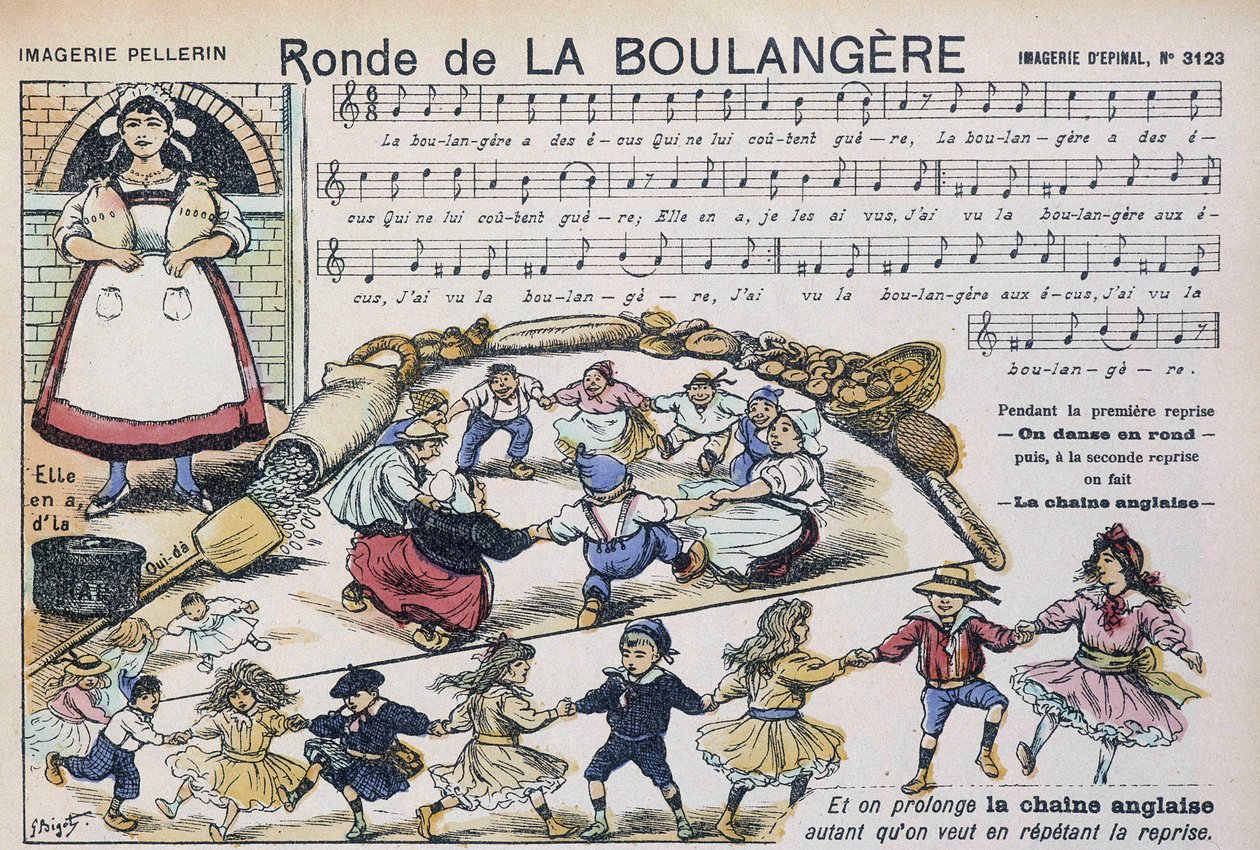 Noty k populární písni „“ Ronde de la boulangère ““ – obrázek Epinal, Pellerin od French School