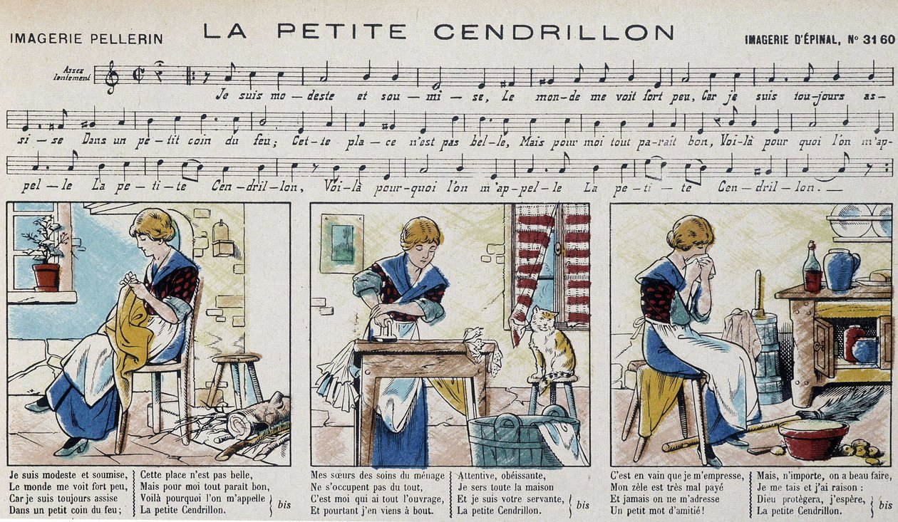 Noty k populární písni „“la petite Cinderella““ – obrázek Epinal od French School