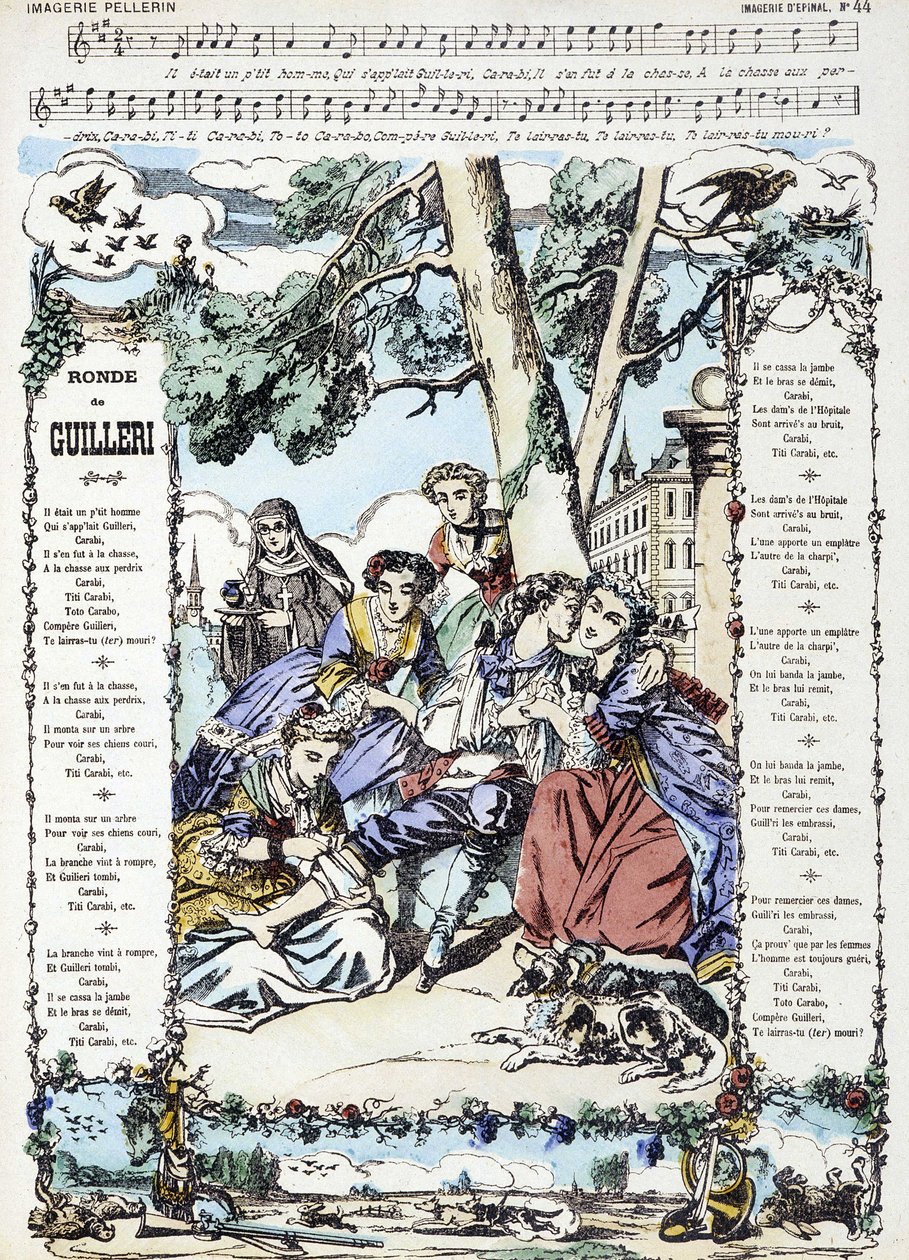 Noty k písni „“ Ronde de Guilleri““ - obrázek Epinalu od French School