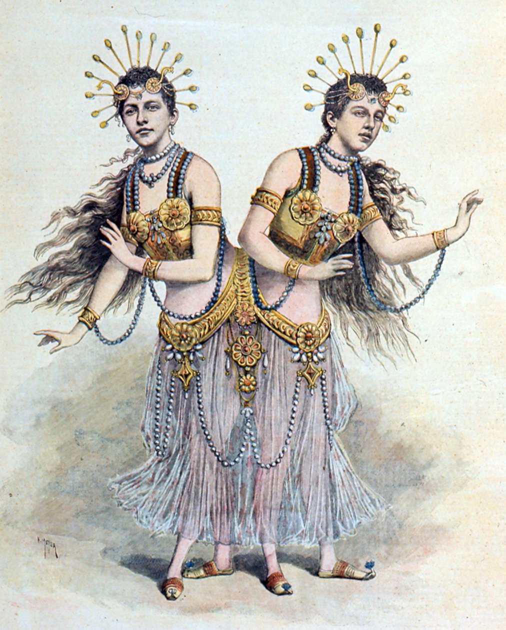 Siamská dvojčata, Rosa - Josepha Blažek z "Le Petit Journal", Paříž, 8. dubna 1891 (rytina) od French School