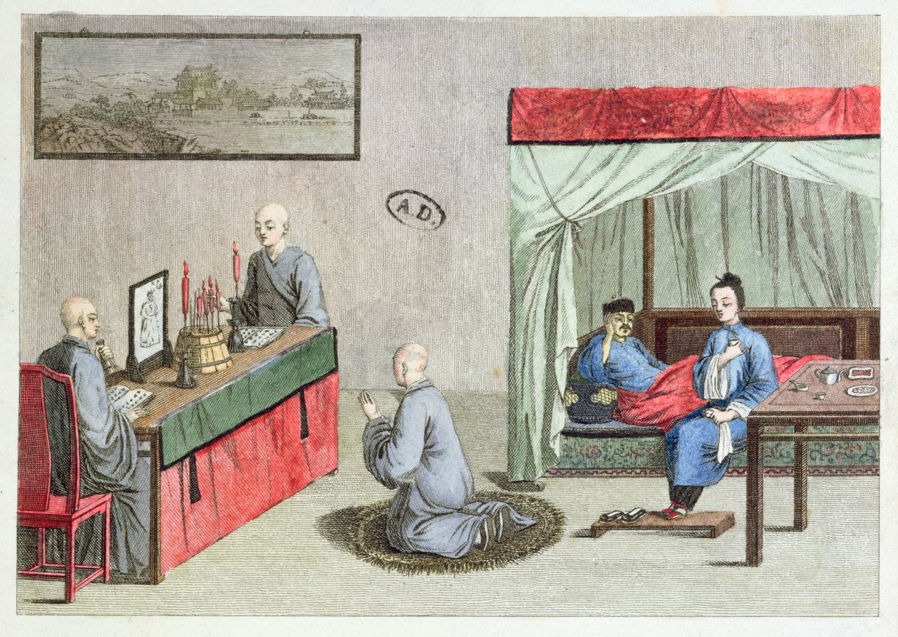 Nemoc, podle původního čínského tisku, 1810 od French School