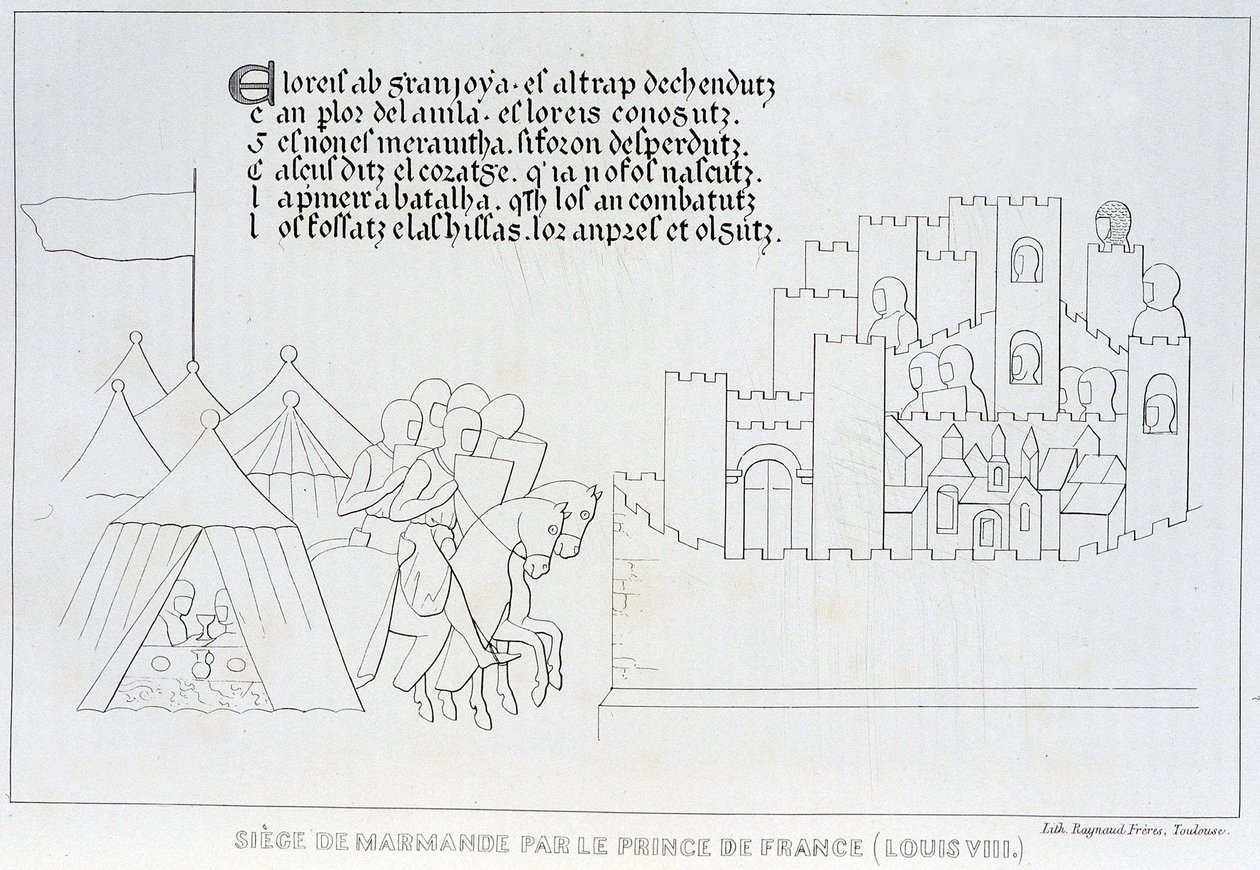 Obléhání Marmande Ludvíkem VIII od French School