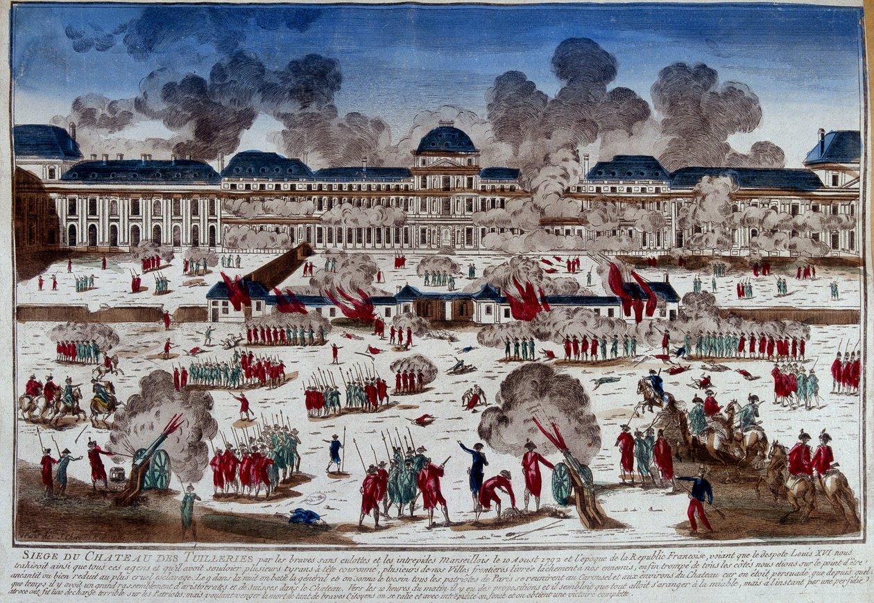 Obléhání hradu (paláce) Tuileries 10. srpna od French School