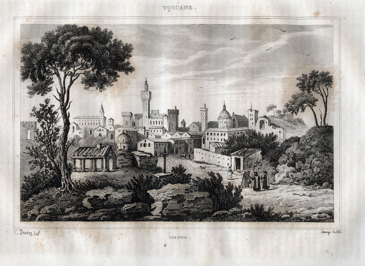 Siena - Siena - Toscana - Toskánsko - Rytina z “” Malebné Itálie”” od M. de Norvins, Ch. Nodier 1834-1836. od French School