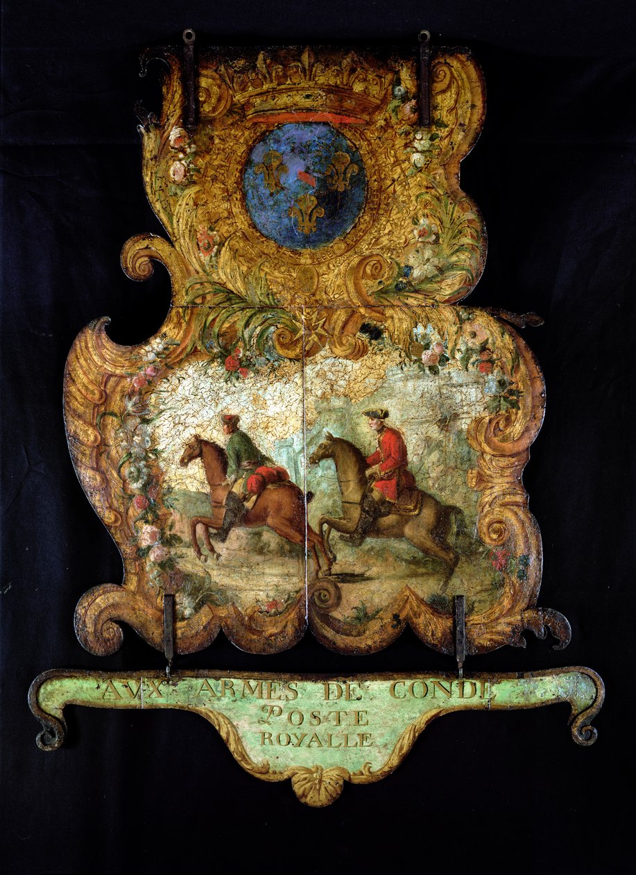 Znamení pro Royal Mail of Chantilly s erbem Conde (malovaný kov) od French School
