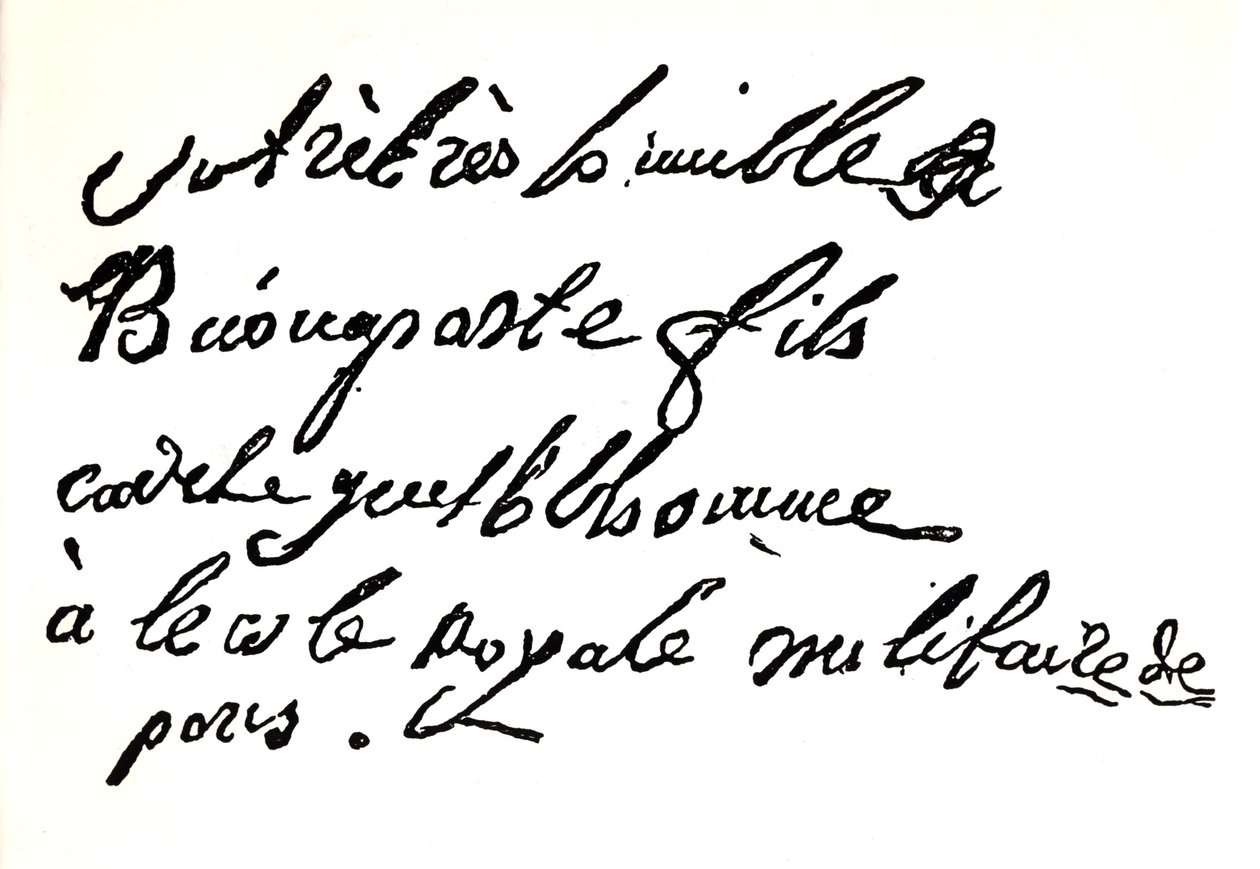 Podpis Napoleona Bonaparta (1769-1821) z roku 1785, od Napoleona od Armanda Dayota, Paříž, 1895 (tisk) od French School