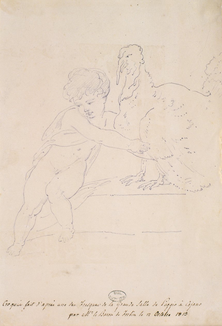 Skica z Velké síně v Poggio a Caiano, 12. října 1813 od French School