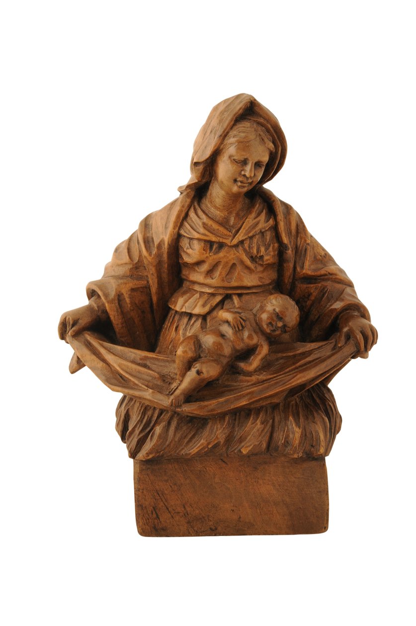 Malá řezba Madony s dítětem z lipového dřeva (lipové dřevo) od French School