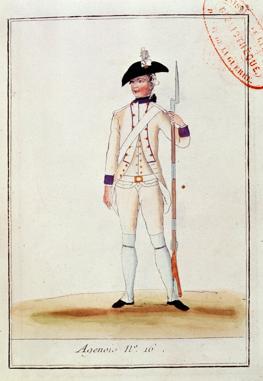 Voják francouzského pěšího pluku Agenois, kolem roku 1780 od French School