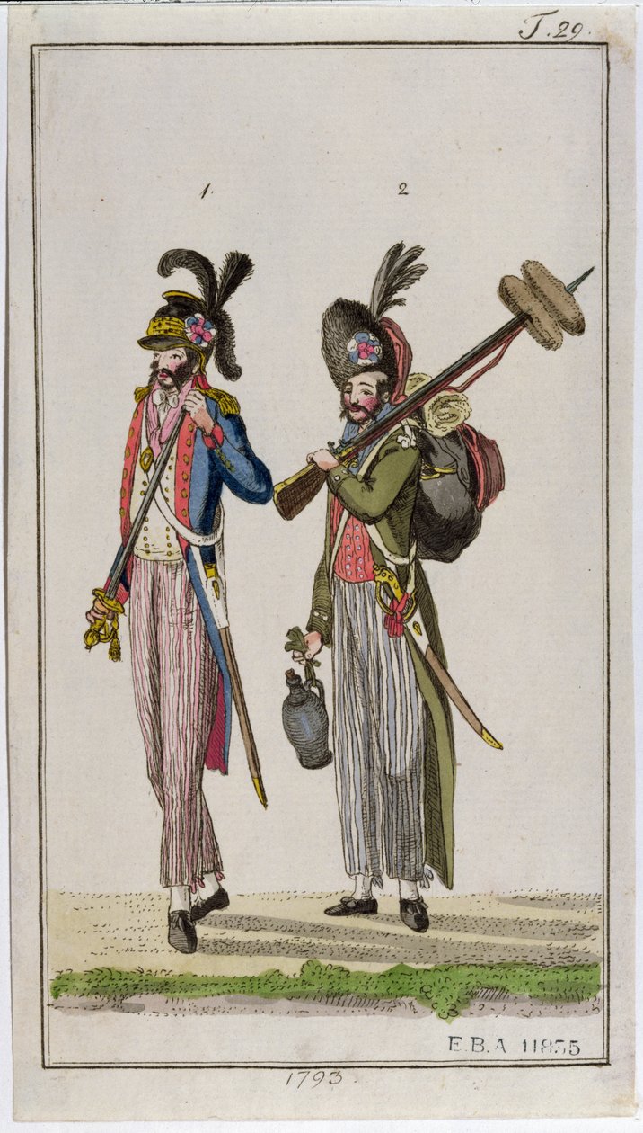 Vojáci francouzské revoluce nesoucí bajonety v roce 1793 od French School