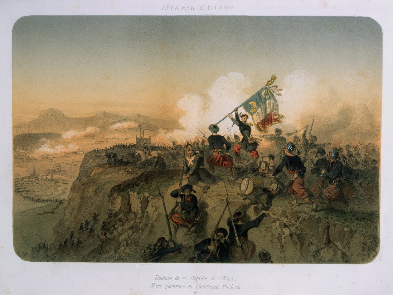 Vojáci pod útokem v bitvě u Almy dne 20. září 1854, 1854 od French School