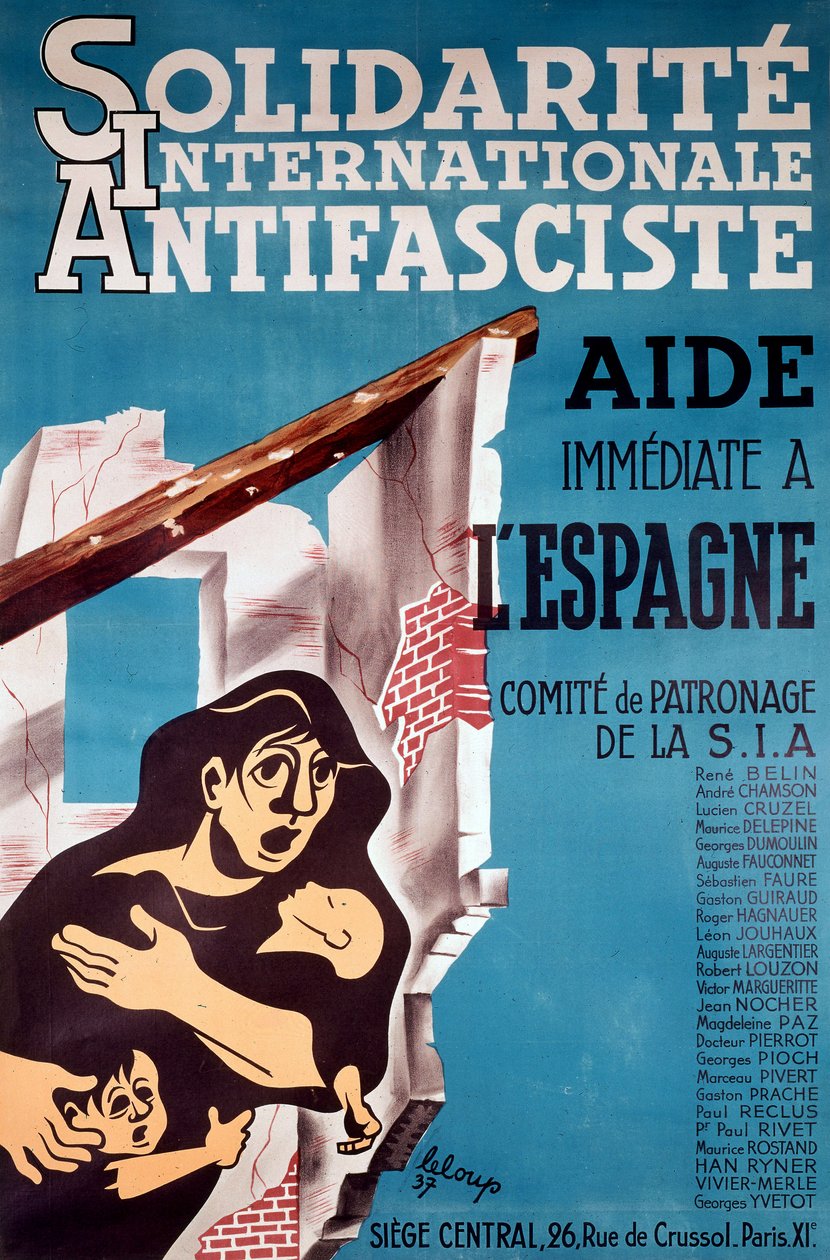 Solidarite Internationale Antidasciste", Antifašistický plakát od French School