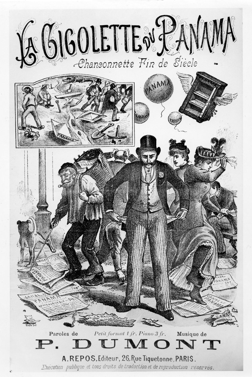 Songsheet pro La Gigolette du Panama související s aférou Panama, konec 19. století od French School