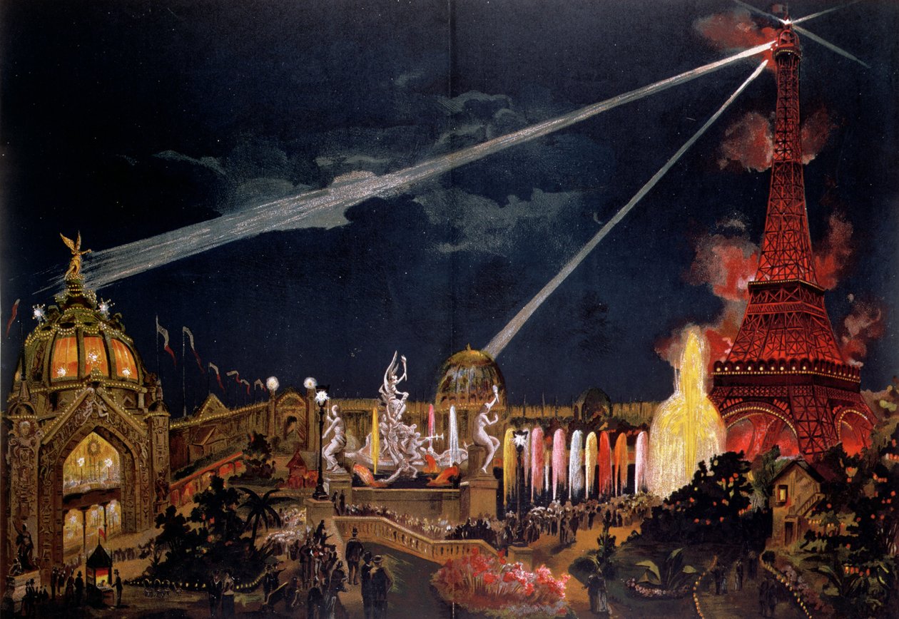 Suvenýr z Iluminací v Paříži na památku 1. století francouzské revoluce během výstavy Universelle v roce 1889 od French School