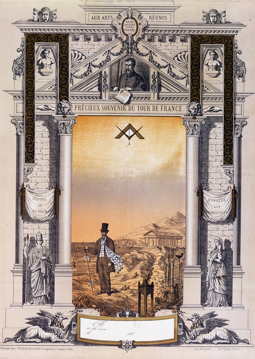 Suvenýr dělníka Journeyman Tour de France po jeho vyučení, c. 1860 od French School