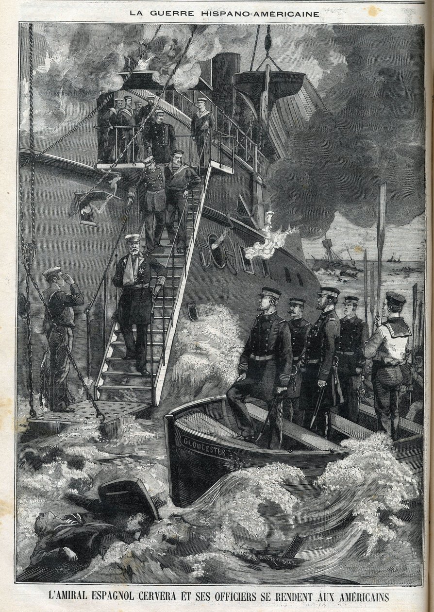 Španělský admirál Cervera a jeho důstojníci se vzdali Američanům. Kubánská válka za nezávislost, která byla pod španělskou nadvládou, vypukla v roce 1895 a Kubánci požádali Američany, aby zasáhli. Tak válka mezi Španělskem a Amerikou začala a skončila v 18 od French School
