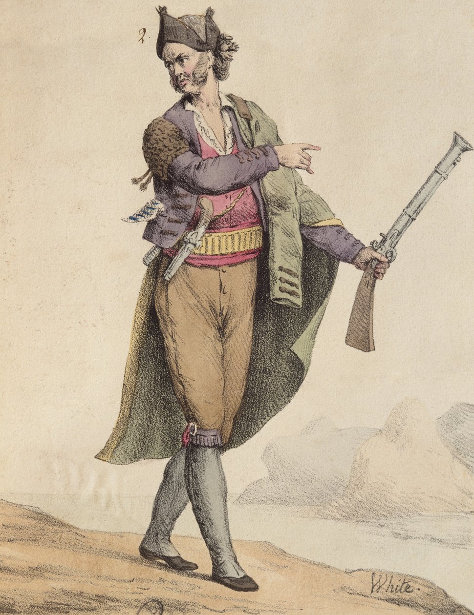Španělský pašerák z oblasti Cádiz, 1815, vyryl Langlume (19. století) od French School