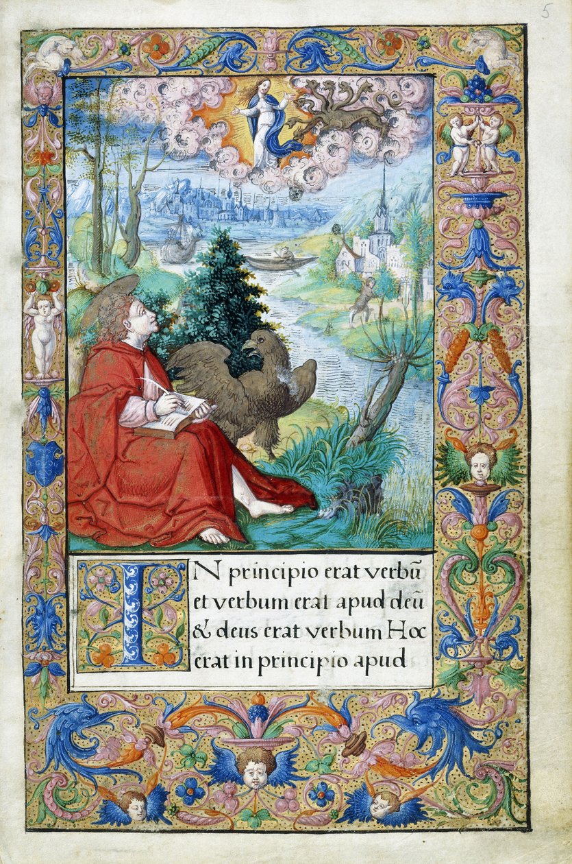 Svatý Jan z Patmosu, z Knihy hodin vytvořené pro Františka I., kolem 1532-1540 od French School