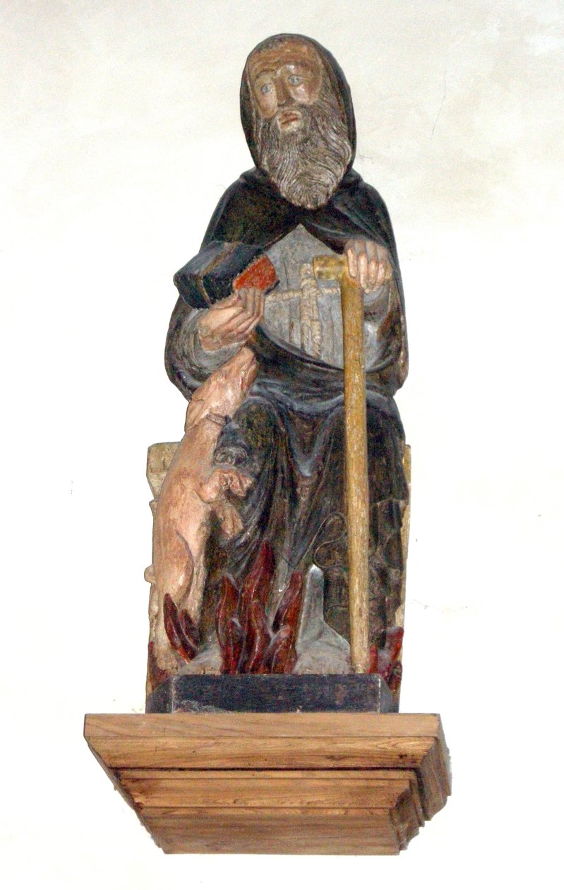 Svatý Antonín Opat (malované dřevo) od French School