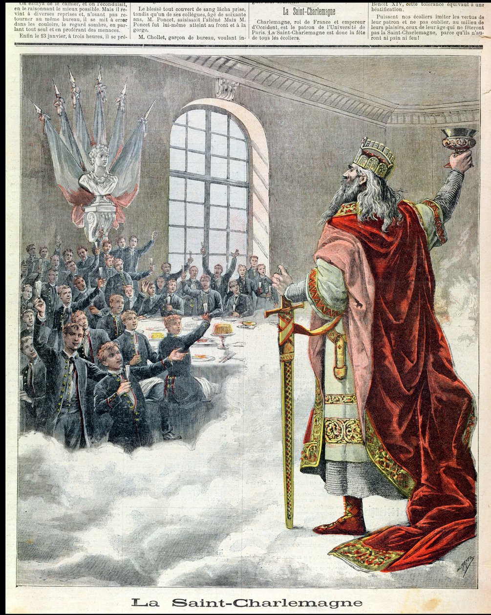 Svatý Karel Veliký, patron školních dětí, z Le Petit Journal Illustre, 1892 od French School