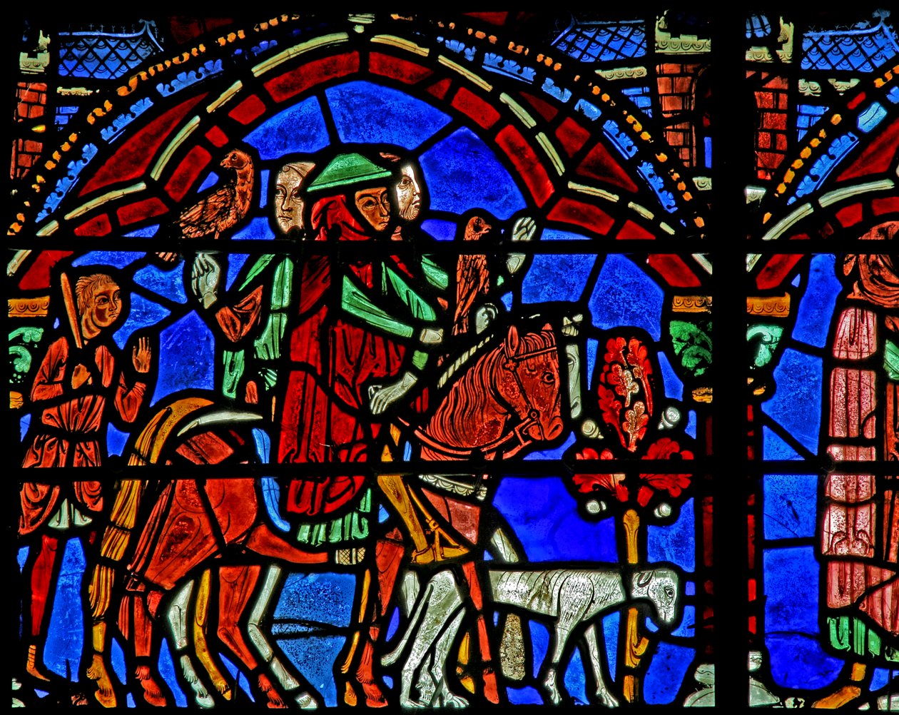 Okno St Cheron: Kůň prince a doprovod (w15) od French School