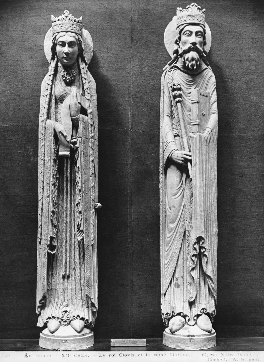 Svatá Klotylda a Klovis I., z kostela Notre-Dame v Corbeil (sádrový odlitek) (viz také 383112, 383113) od French School