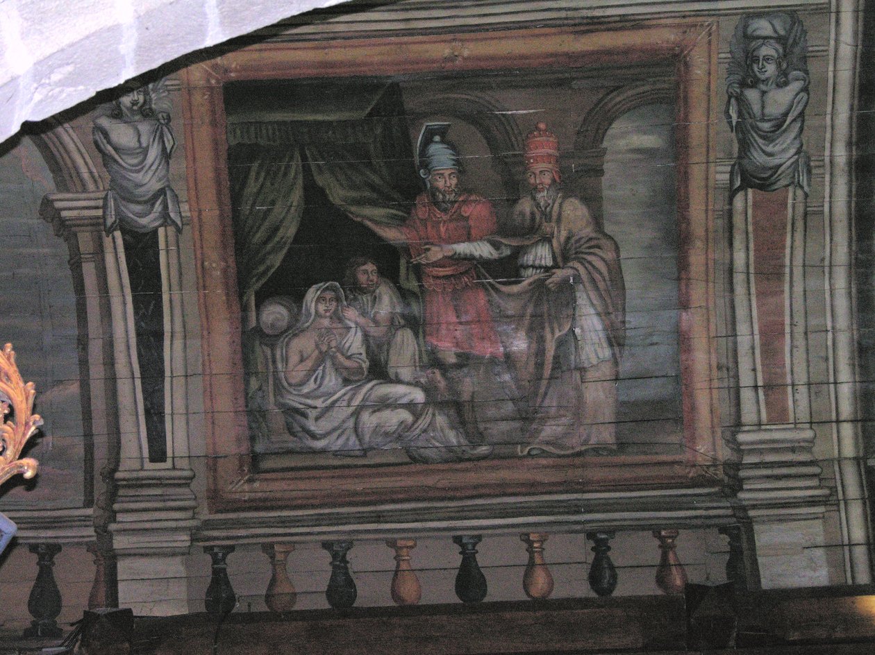 St. Cornely provádějící zázrak (lakované dřevo) od French School